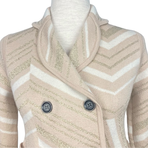 DVF  Metallic Stripe Double Breasted Knit Cardigan Sweater - Size S/M - Picture 3 of 13